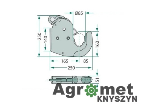 Hak łącznika dolnego kat. 2 – wersja lekka