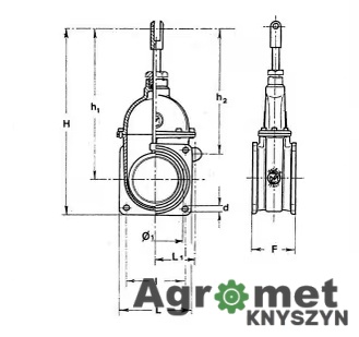 Zasuwa płytowa 6" MZ (6000072) z kołnierzem na 4 otwory