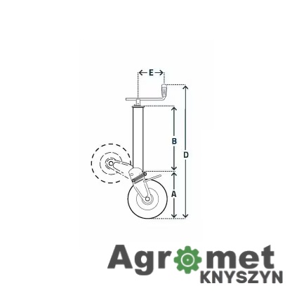 Koło podporowe z pokrętłem poziomym 70x955