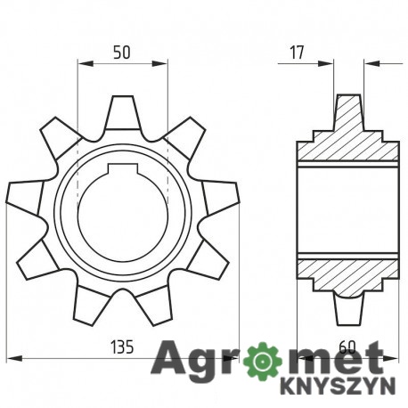 Koło zębate podajnika pochyłego Z-11 Ø45 Claas 603508 (3025603508)