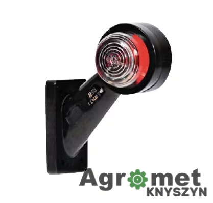 Lampa obrysowa gopart LA35008 – 12/24V, zagięta, czerwona/biała, przykręcana