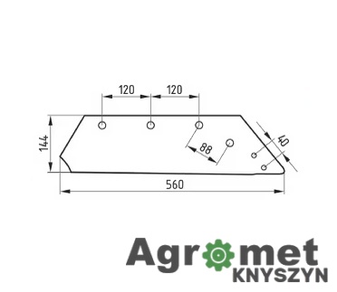 Lemiesz Lewy Mølbro 16" (073057) – Dedykowany do Odkładnic Plastikowych Kverneland (Korpusy 14-30)